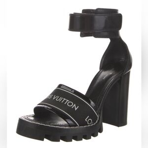 Louis Vuitton Black Platform Ankle-Strap Heel Sandal